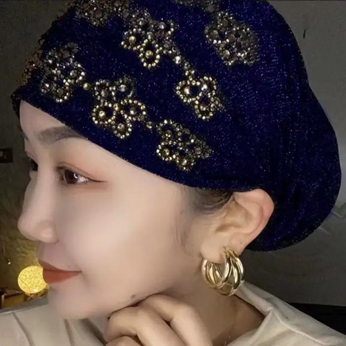 Letné diamantové turbany čiapky pre ženy elastické obalenie hlavy Čiapka moslimský Hidžáb