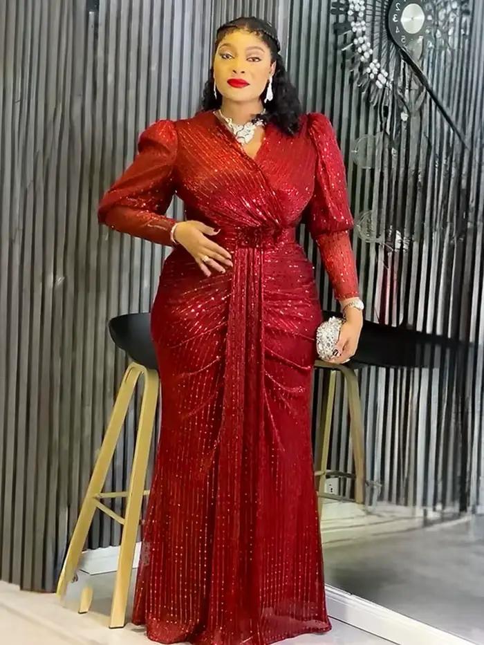 Elegantné dlhé šaty s dlhými rukávmi pre ženy