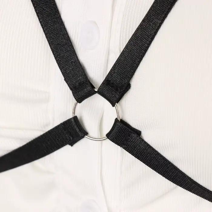 Harnais élastique noir style bohème, harnais décoratif pour le corps, idéal pour les festivals, les raves, la plage et les tenues de soirée.