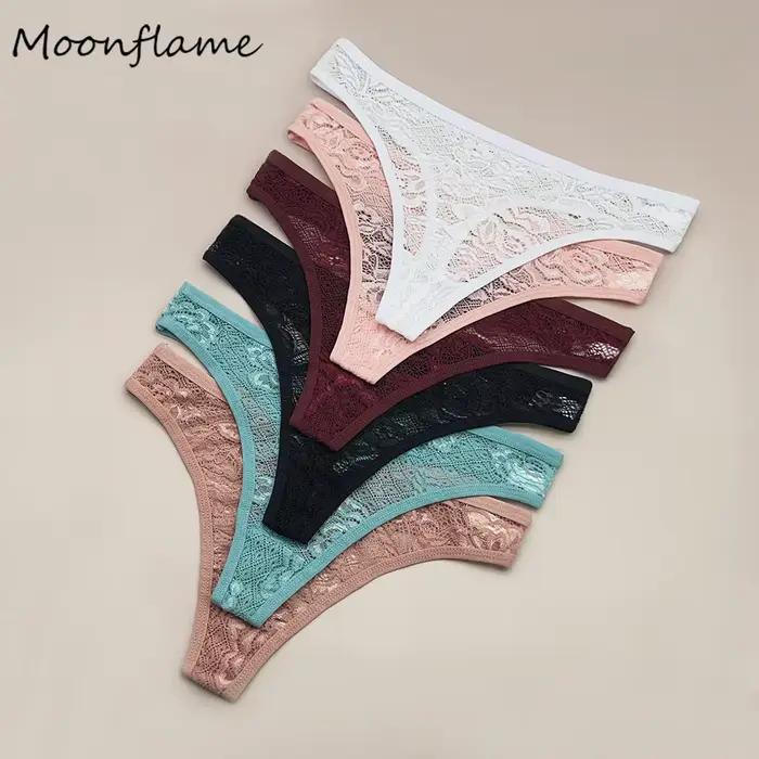 Moonflame 5-dielne čipkované tangá pre ženy