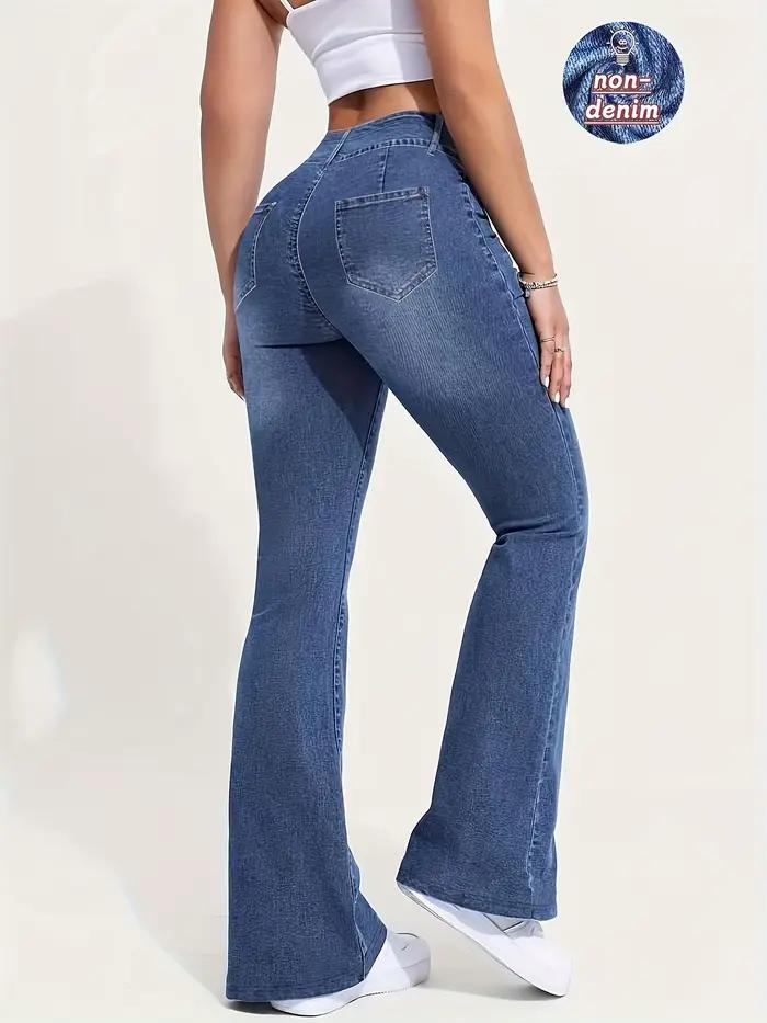 Leggings évasés décontractés en polyester et élasthanne pour femmes, coupe slim, haute élasticité, confort tout au long de la journée, idéal pour les journées de travail et les sorties estivales