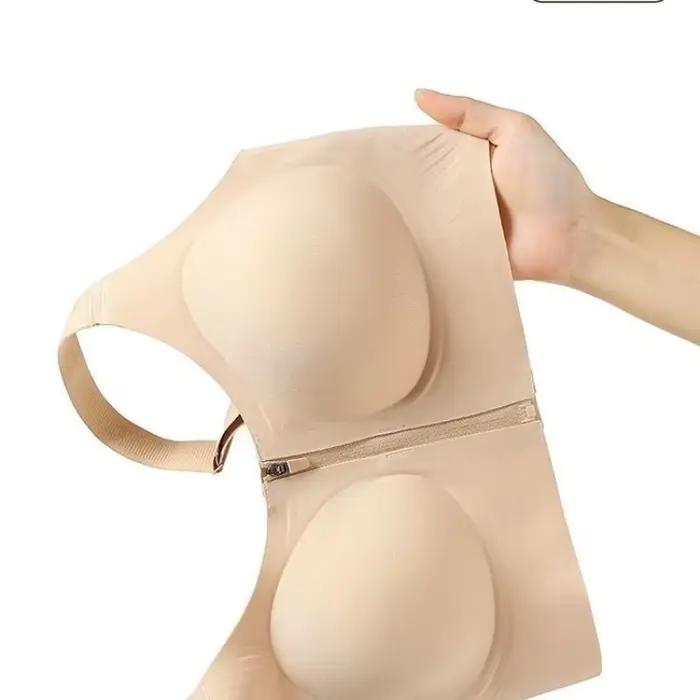 Soutien-gorge à fermeture éclair avant pour petite poitrine, rembourrage le plus épais de 12 cm - Rehausse et améliore, anti-affaissement, invisible et sans couture pour hauts ajustés