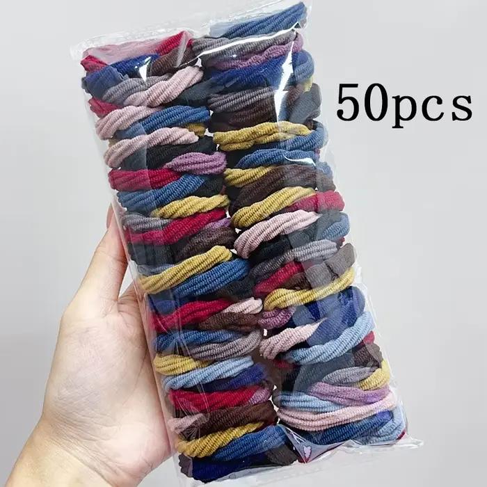 Sada 50 farebných bezšvových gumičiek do vlasov pre ženy a dievčatá