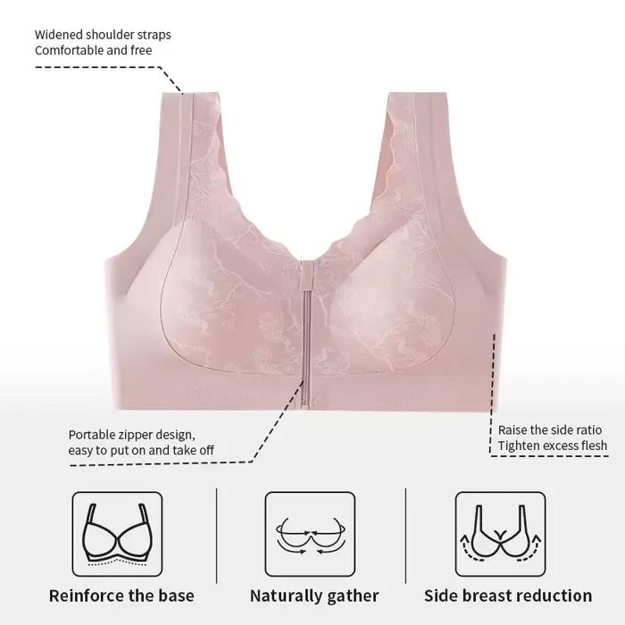 Soutien-gorge post-mastectomie à fermeture éclair frontale sans armatures, confortable pour la récupération après chirurgie du cancer du sein, usage quotidien, nouveau style