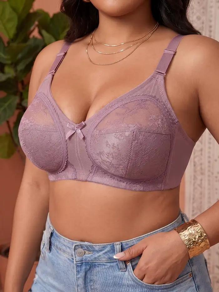 Soutien-gorge sans armatures en dentelle et maille pour femmes grandes tailles, couvrant entièrement, anti-affaissement, avec soutien latéral, bretelles ajustables, confortable