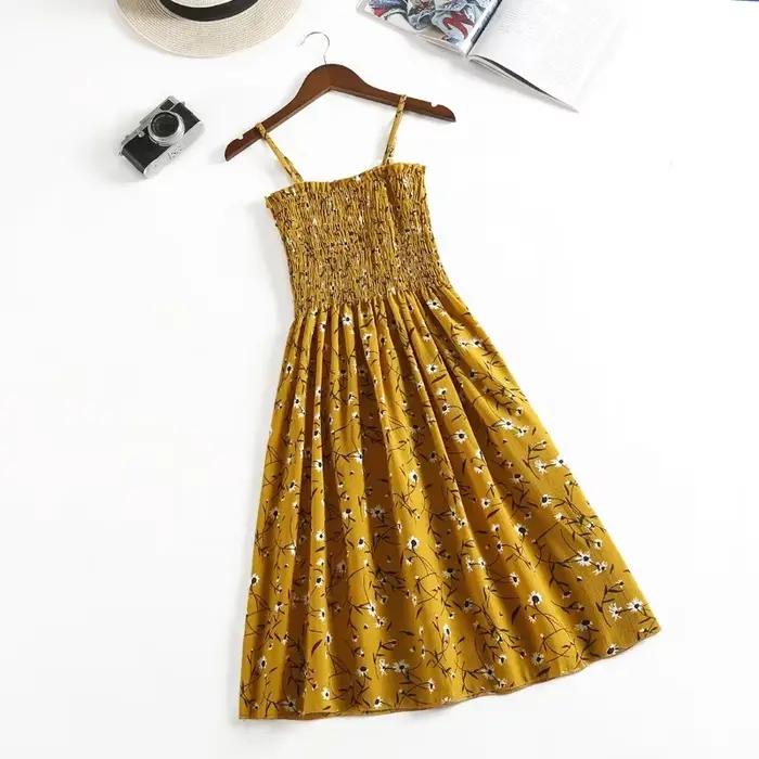 Letné hodvábne šifónové camisole šaty bez rukávov