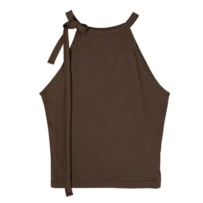 Dongdaemun – Camisole courte et Sexy pour fille épicée, épaules dénudées, débardeur à lacets, mode femme, couleur unie, haut court polyvalent