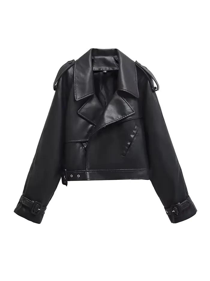 BBWM Umelá koža Bomber bunda pre ženy módna skrátená dámska streetwear vonkajšia