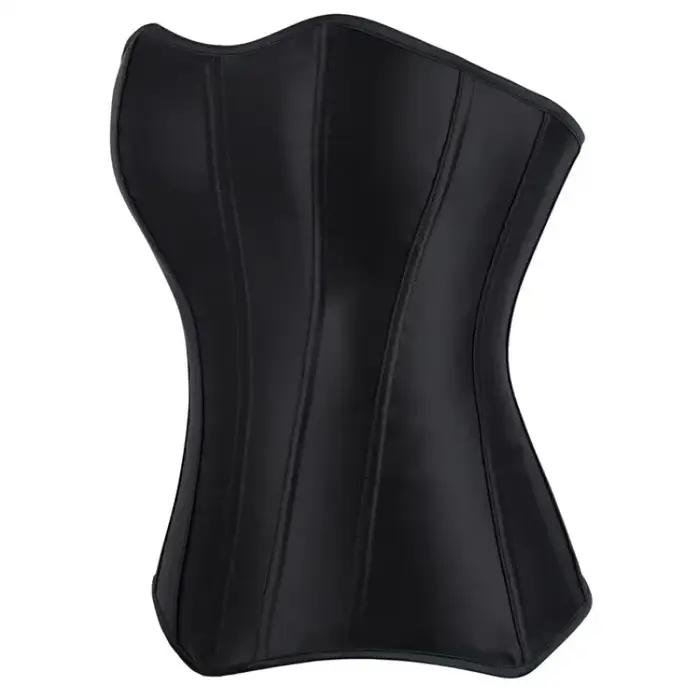 Femmes surbuste haut Corset noir blanc Satin Simple élégant Bustier gothique fermeture éclair taille Cincher Shapewear Sexy Korset