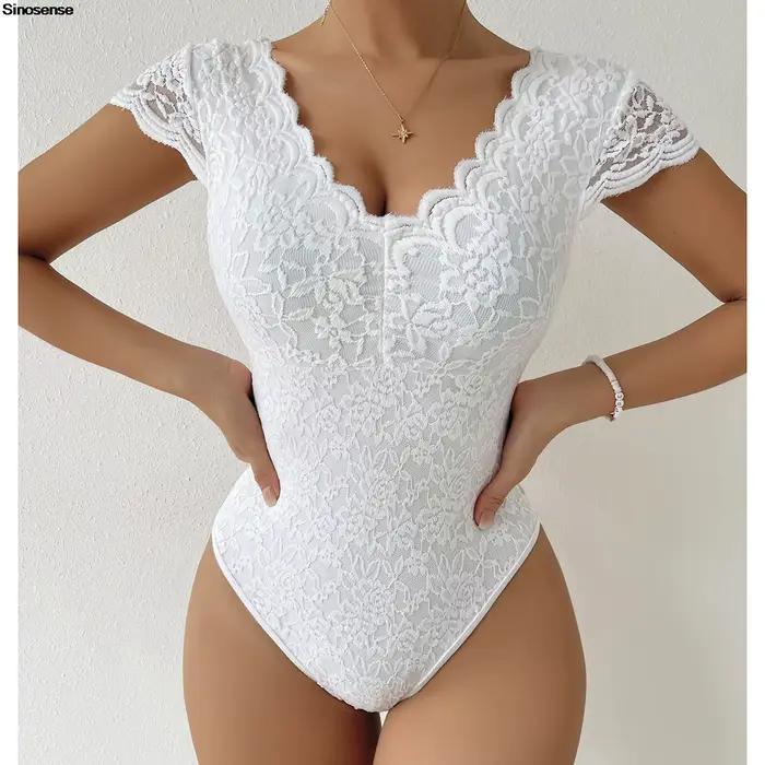Dámske body Teddy s kontrastnou čipkou