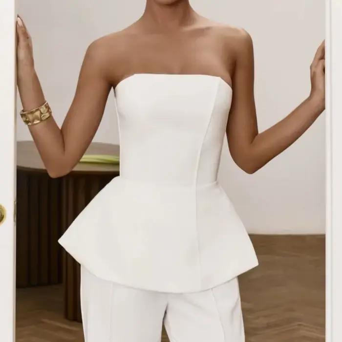 Top bustier à baleines, design tendance automne européen et américain, bretelles sculptantes, amincissant, épaules dénudées