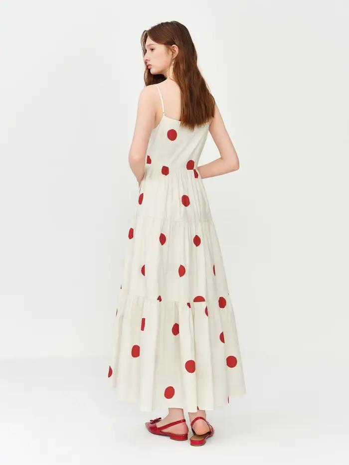 Camisole en coton naturel avec motifs pois rouges de Fansilanen pour femmes, style décontracté et élégant, idéale pour les sorties estivales et les occasions spéciales