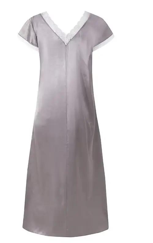 Ensemble de vêtements de nuit en dentelle pour femmes, sous-vêtements décontractés à col en V, chemise de nuit épissée solide, mode midi, été, 2020