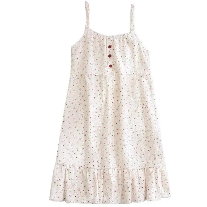 Nouvelle chemise de nuit douce à imprimé floral, confortable et décontractée, jupe de nuit élégante pour femme, tenue d'intérieur