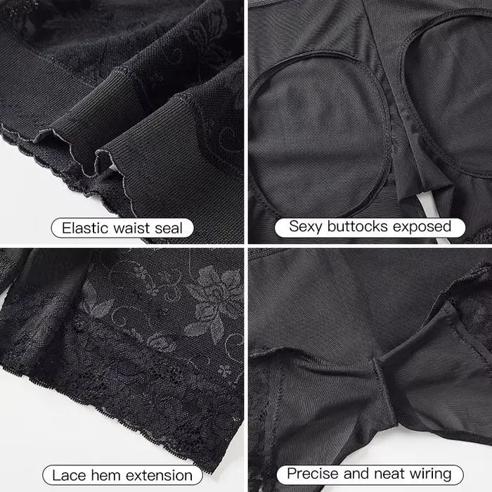Femmes fesse ouvert hanche butin Shorts dentelle bout à bout Shaper culotte corps Shaper mariage pantalon sous-vêtements femme cul Push Up culotte