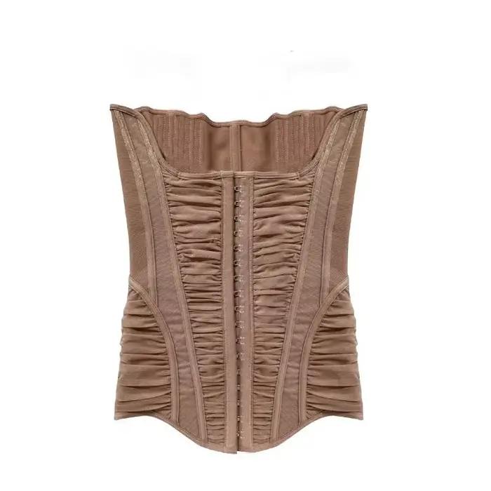 Corset sous le buste pour femmes, entraîneur de taille allongée, désossé en acier, hauts façonnant le ventre, contrôle du corps de luxe