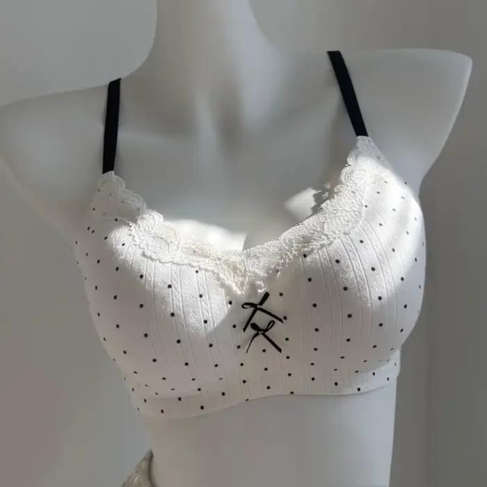 Lingerie en dentelle à imprimé floral contrasté pour femmes, petite poitrine, soutien-gorge sans couture et à armatures