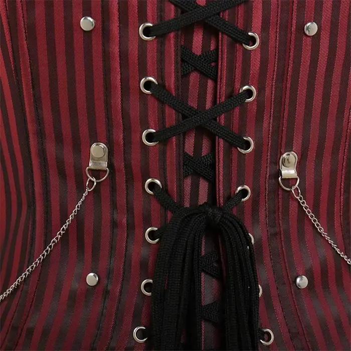 Dámsky sexy korzet s ramienkami Steampunk top bustier s pruhmi Vintage čipka vrstvenie
