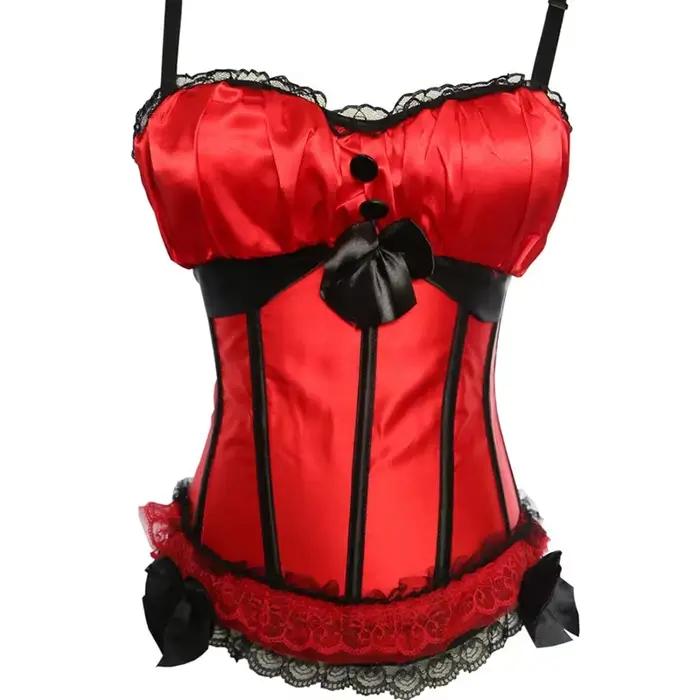 Robe Corset rouge gothique à lacets, Bustier victorien, surbuste, Mini jupe Sexy en dentelle, Vintage Burlesque exotique, grande taille