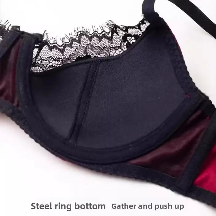 Ensemble de lingerie féminine sexy en coton avec dentelle pour femmes rouge vin et noir occasions spéciales