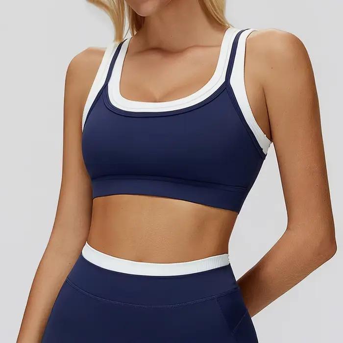 Soutien-gorge de Yoga pour femmes, soutien-gorge de sport respirant, Double bretelles, haut d'entraînement, Anti-transpiration, haut de Fitness, Push up, course à pied