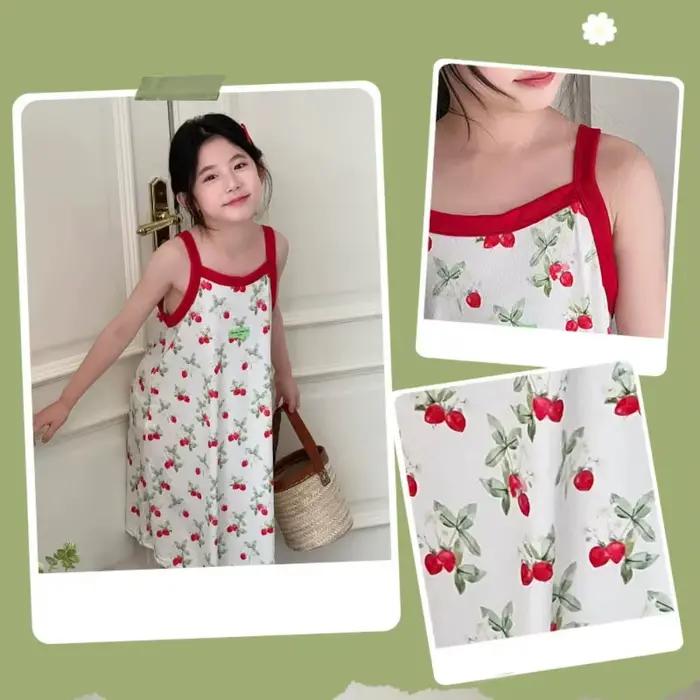 Robe de nuit pour filles de 2 à 13 ans, vêtements pour enfants, pyjama coréen d'été pour enfants, robe de nuit pour fille, bleu, rouge, floral, vêtements de maison