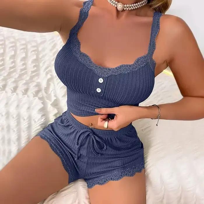 Ensembles de pyjama pour femmes, pyjamas d'été sexy, vêtements de nuit pour femmes, pantalons de nuit, sous-vêtements de détente