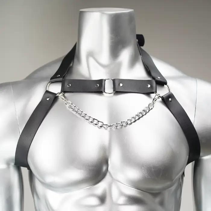 Harnais de poitrine en cuir avec chaînes, tenue quotidienne, lingerie chaîne de corps en cuir, accessoires vestimentaires, harnais de poitrine en cuir avec chaînes