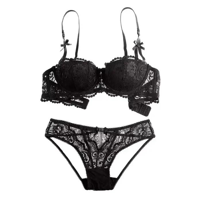 Vianočná čipkovaná podprsenka – Priesvitná čierna a červená bralette