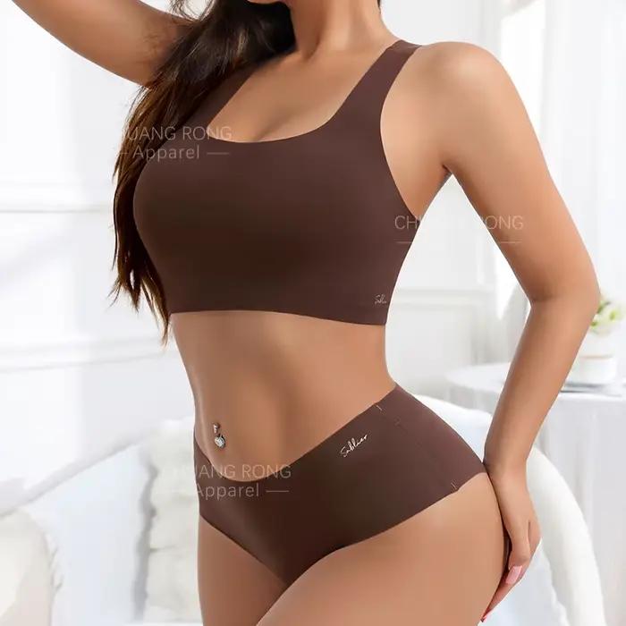 Vente Flash : Ensemble soutien-gorge sans fil et shorty personnalisé pour femme – Soutien-gorge sans couture avec coussinets amovibles et culotte assortie