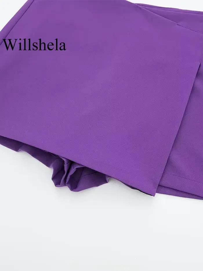 Willshela dámske módne pevné asymetrické bočné zipsové sukne šortky Vintage vysoký pás žena Chic dáma