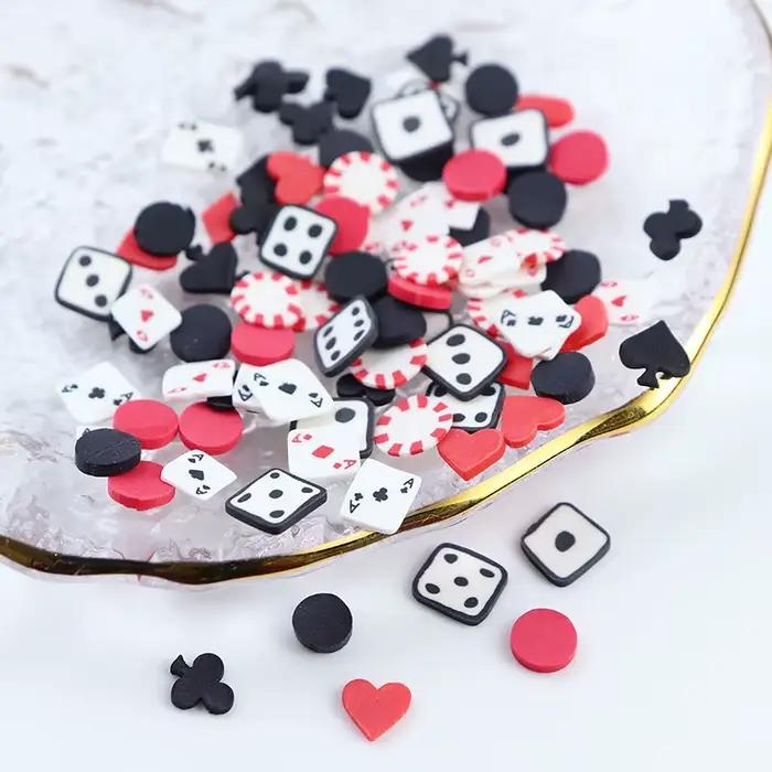 Hracie karty príslušenstvo na nechty prívesky na vlastnú montáž pokerové plátky z polymérovej hliny dekorácia