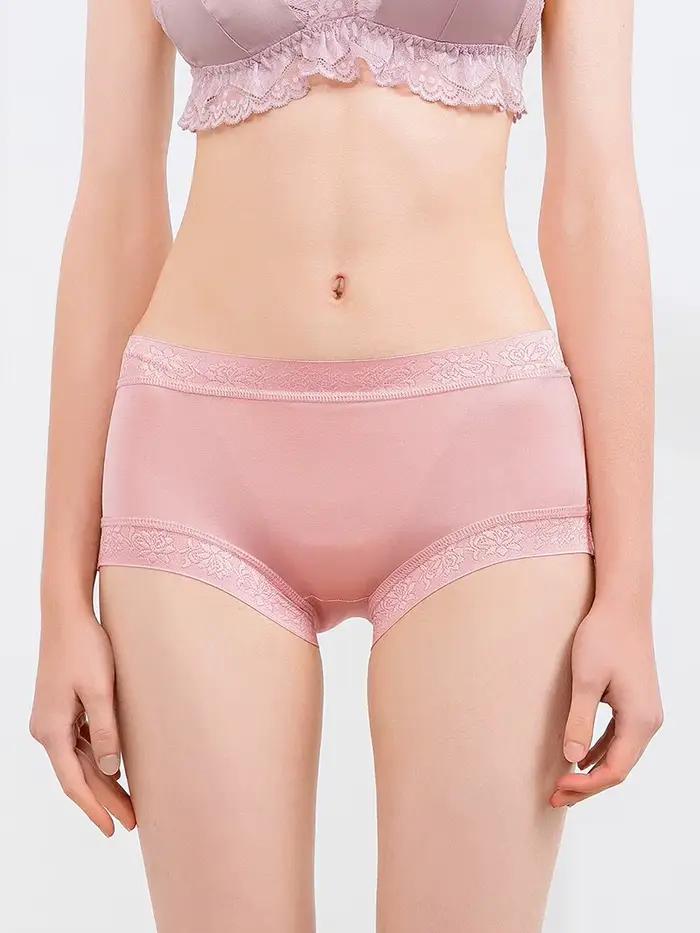 SuyaDream femmes 100% soie naturelle sans couture culotte taille moyenne Boxer sous-vêtements de santé 2025 rose nu noir