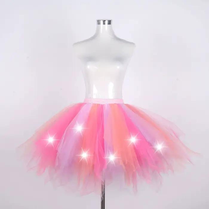 Jupes féeriques élastiques à LED scintillantes pour femmes et filles, jupe Tutu de danse de Ballet lumineuse pour fête, Costume de carnaval, mariage, Festival de noël