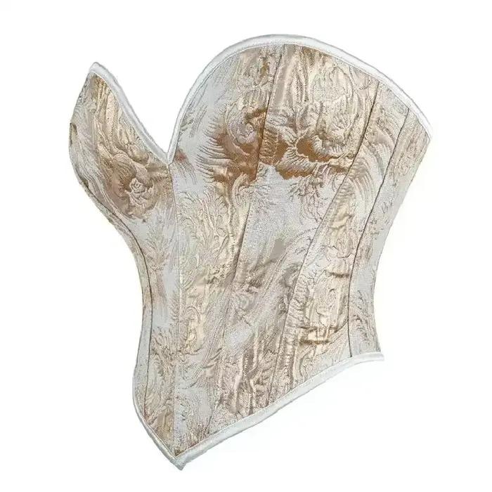 Corset et bustier pour femme, haut court, sexy, cochon bust, brocart, fleur, à lacets, grande taille, torse court, doré