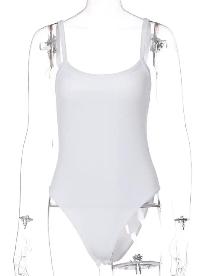 Pevný popruh Sexy telo ležérne základné biele leto Body top pre ženy bez rukávov čisté