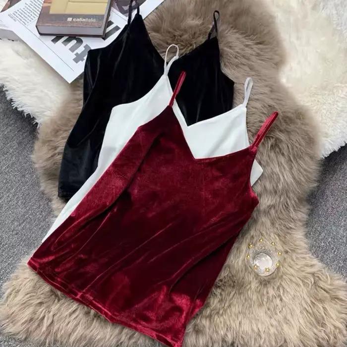 Dámske zamatové tielko krátky top elegantná vesta veľká veľkosť