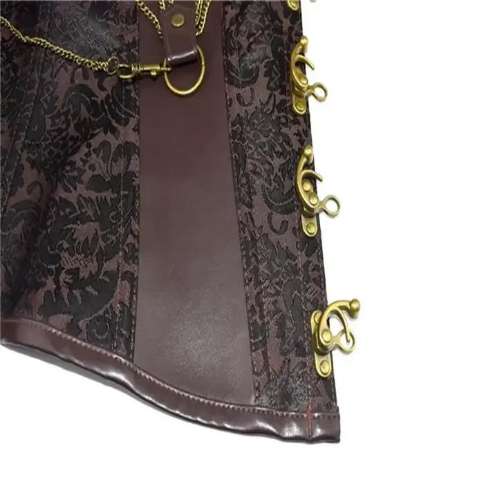 Steampunk Body Shapewear pre ženy hnedá gotická oblečenie korzet Bustier Vintage Burlesque Goth šnurovací pás Korzety