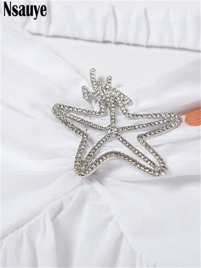 Nsauye Sexy maigre a-ligne mode boîte de nuit robe courte irrégulière pour les femmes 2025 été fête licou élégant volants Mini robe