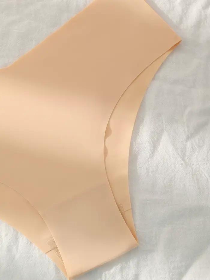 Ensemble de 3 culottes sans couture pour femmes, sous-vêtements sexy respirants à taille basse, slips en soie unie, culottes invisibles sans couture pour femme