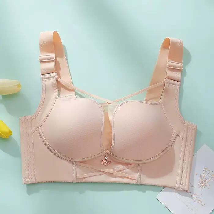 Soutien-gorge Sexy grande taille pour femmes, croisé, Push Up, couverture complète du dos, cache la graisse, lisse, Lingerie sans fil, sans couture, Bh