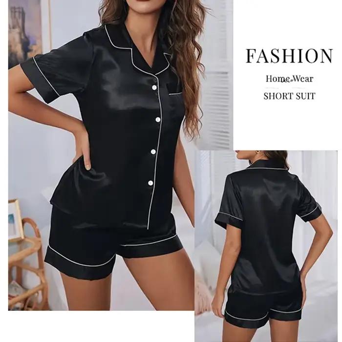 Femmes deux pièces Pj ensembles vêtements de nuit vêtements de détente pyjama boutonné femmes 2 pièces Pijama Homewear ensemble short et haut