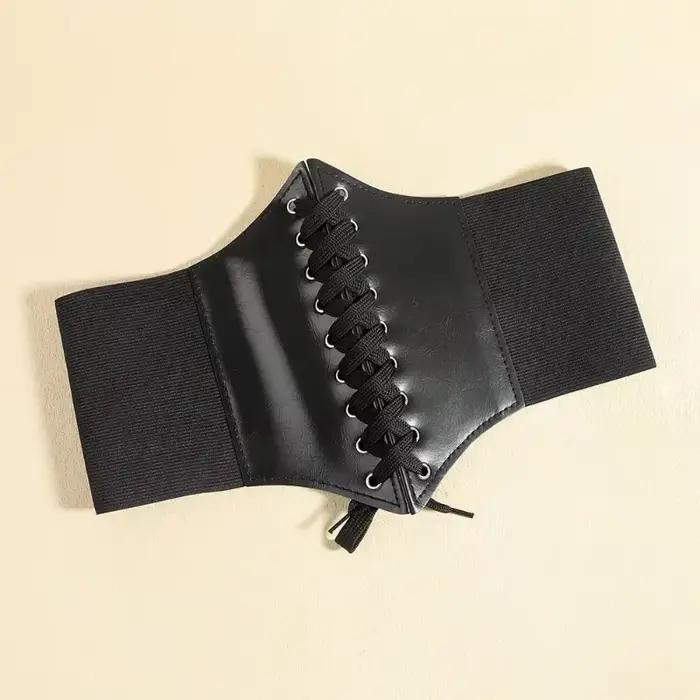 Corset en similicuir large pour femme, ceinture amincissante, corps saillant, élastique, serré, taille haute pour 03/Wear, mode
