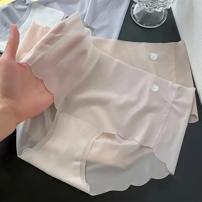 Culotte invisible en soie glacée pour femmes, sous-vêtements ultra fins sans couture, design 3D invisible, panty taille haute, lingerie confortable et respirante, essentials de voyage, yoga, pilates