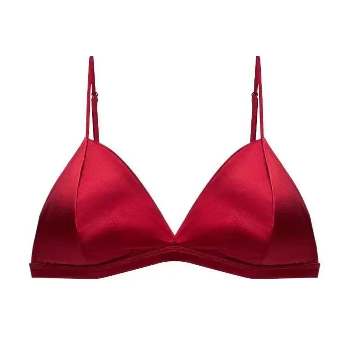 Soutien-gorge de Style français pour femmes, poitrine enveloppée, sangle d'épaule réglable, boucle unique, haut tubulaire Sexy en Satin, sous-vêtements, Lingerie
