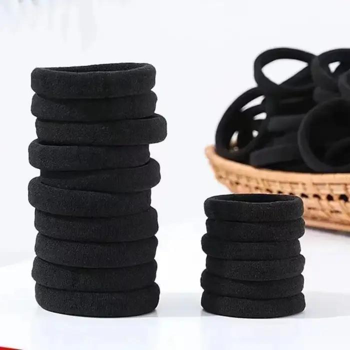 10-100 ks čierna vysoko elastická čelenka uterák 4CM bezšvová vlasová gumička kožená