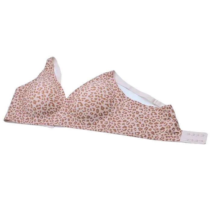 Soutien-gorge sans armatures pour femme, imprimé léopard, sans coutures, maintien doux, bonnet complet, moulé fin, beau et respirant, soutien-gorge push-up