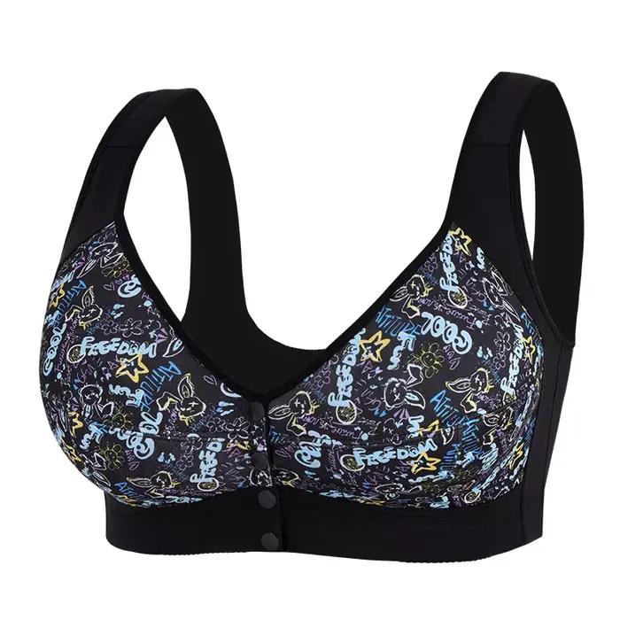 Femmes imprimé B C D E F G tasse grande taille soutien-gorge fermeture avant soutien-gorge sans fil 36 38 40 42 44 46 48 50 52