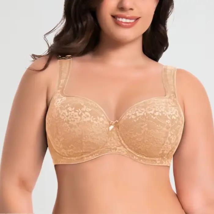 Soutien-gorge Grande Taille Confortable pour Femmes, Bonnets Complets en Dentelle avec Armatures, Anti-affaissement, Effet Minimiseur, Tailles 34/75-42/95, Bonnets DEFGH
