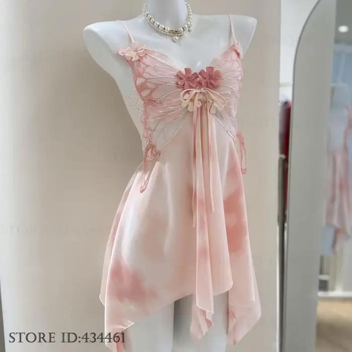 Fée elfe jarretelle Chemise de nuit Lingerie Sexy papillon dentelle Chemise vêtements de nuit Chemise de nuit Homewear été nouvelles femmes vêtements de nuit